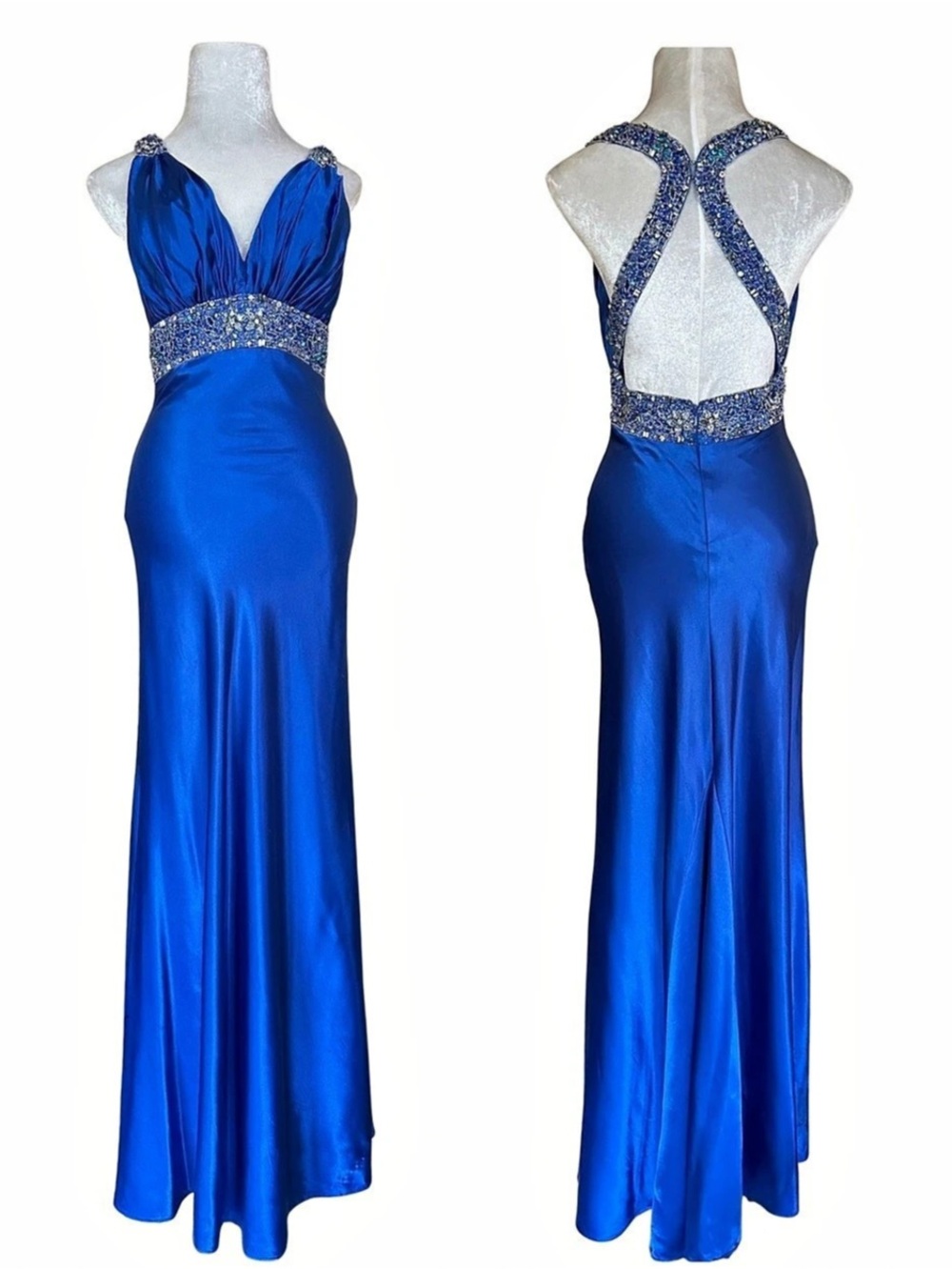 Cobalt blue open back dress